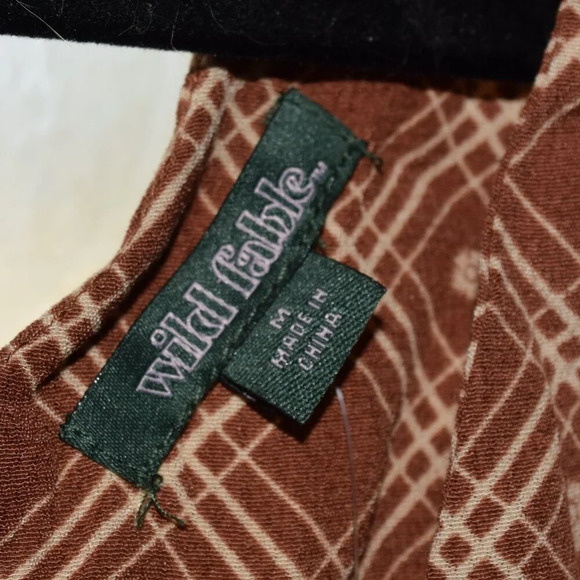 NWT Wild Fable Women's Woven Copper Check Slip Dress Size M - Picture 4 of 5